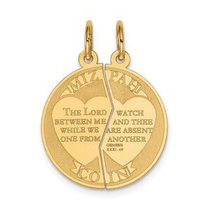 14k Yellow Gold, Two-piece Mizpah Coin